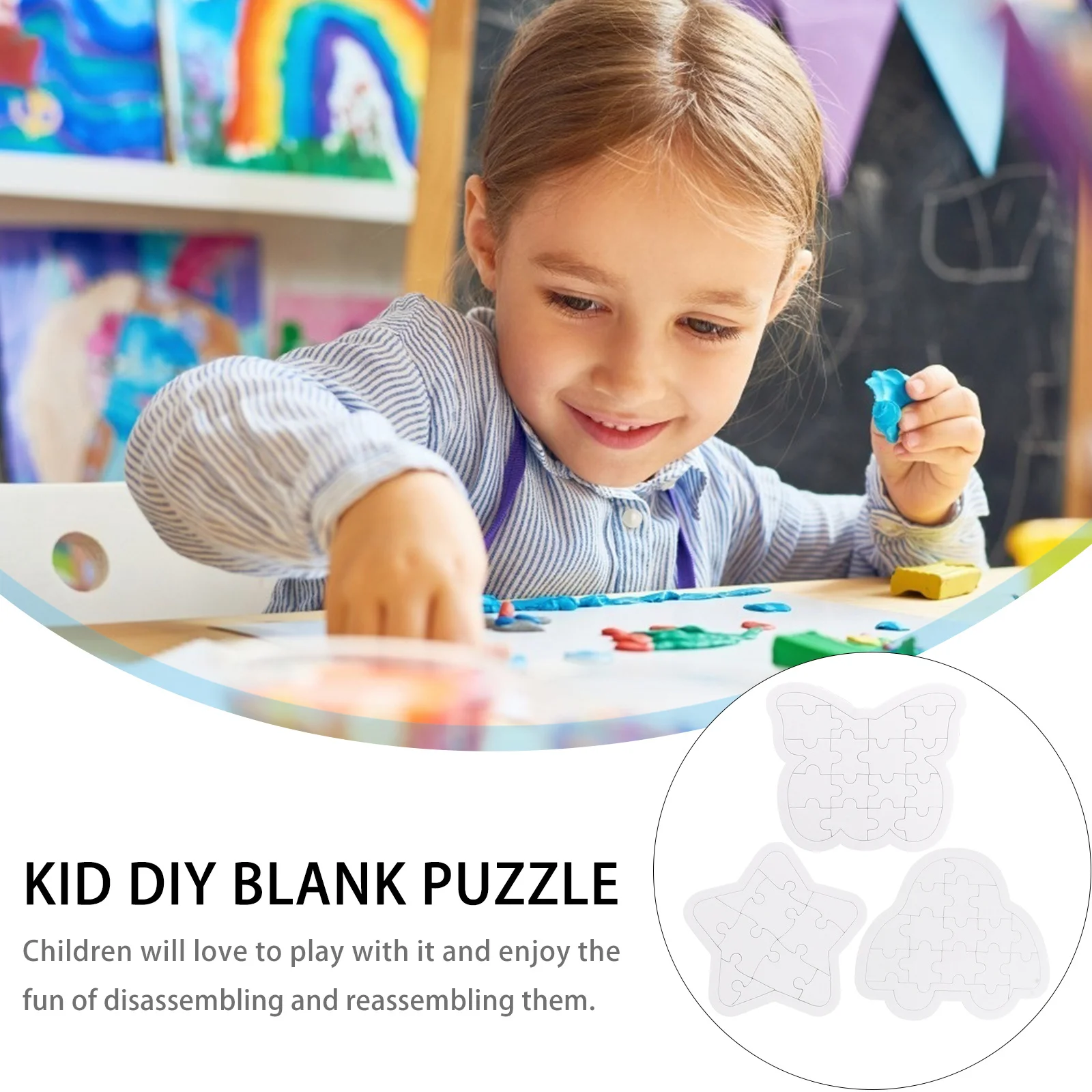 6pcs Diy Coloring Blank Paper Puzzles Art Craft Activity Educational Drawing Game Children Butterflies Star Car