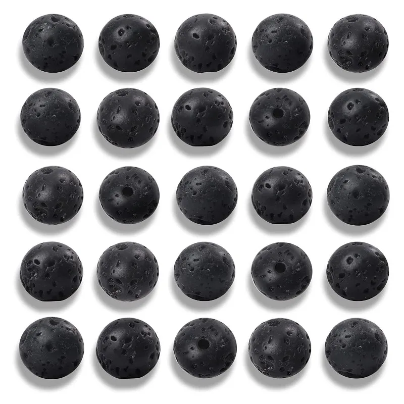 Black Volcanic Lava Beads Round Spacer Beads for Jewelry Making Handmade Diy Bracelet Necklace