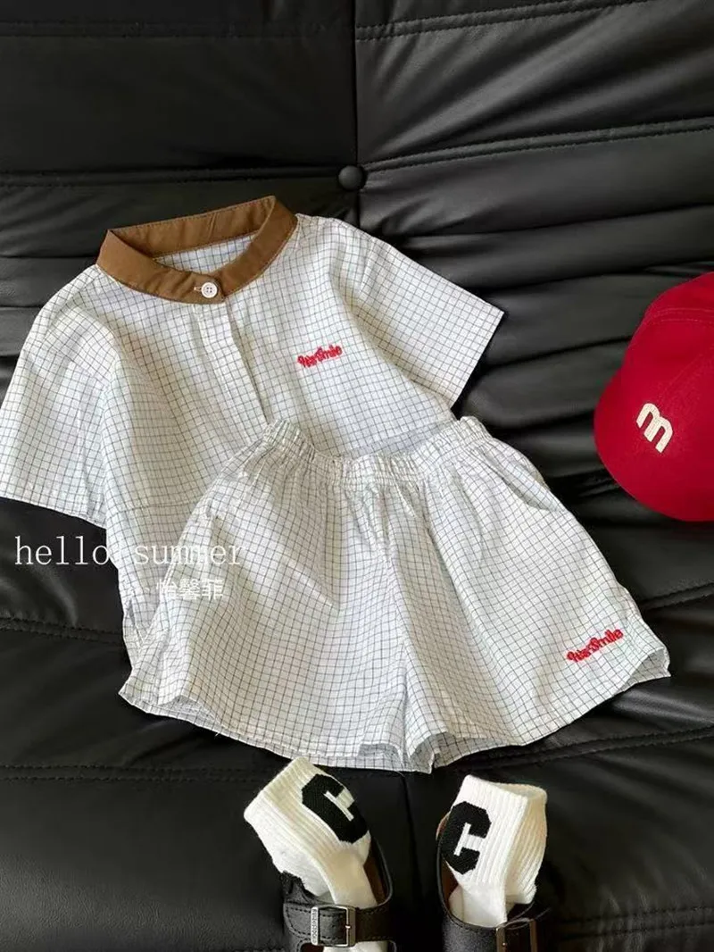 

Children's Summer Set New Boys' Fashion Embroidery Short Sleeve T-shirt+ Shorts Two Piece Set
