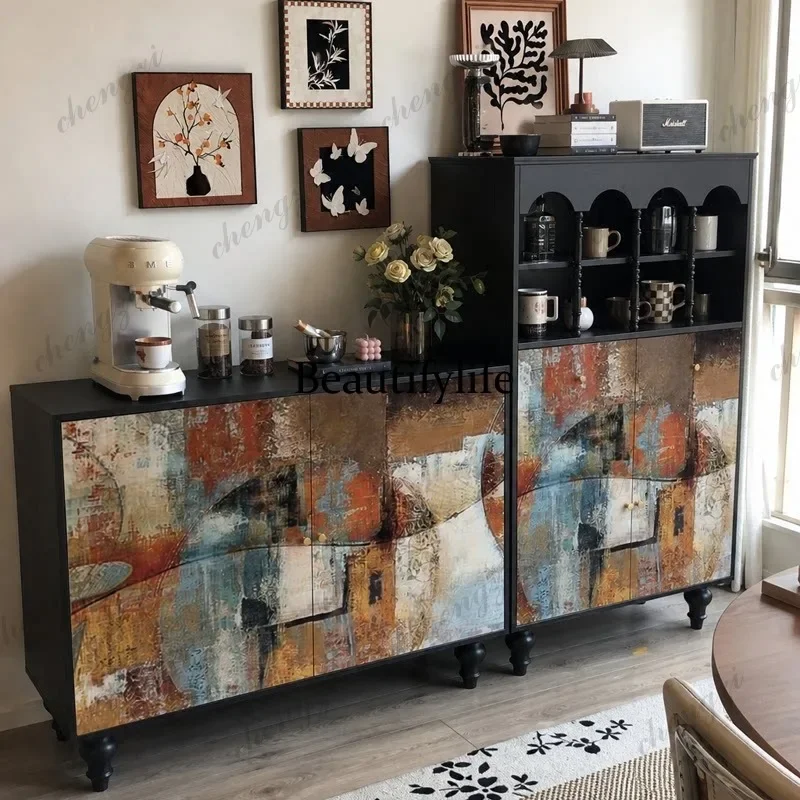 Z138 French vintage painted sideboard vintage style wall-mounted storage cabinet living room combo storage cabinet