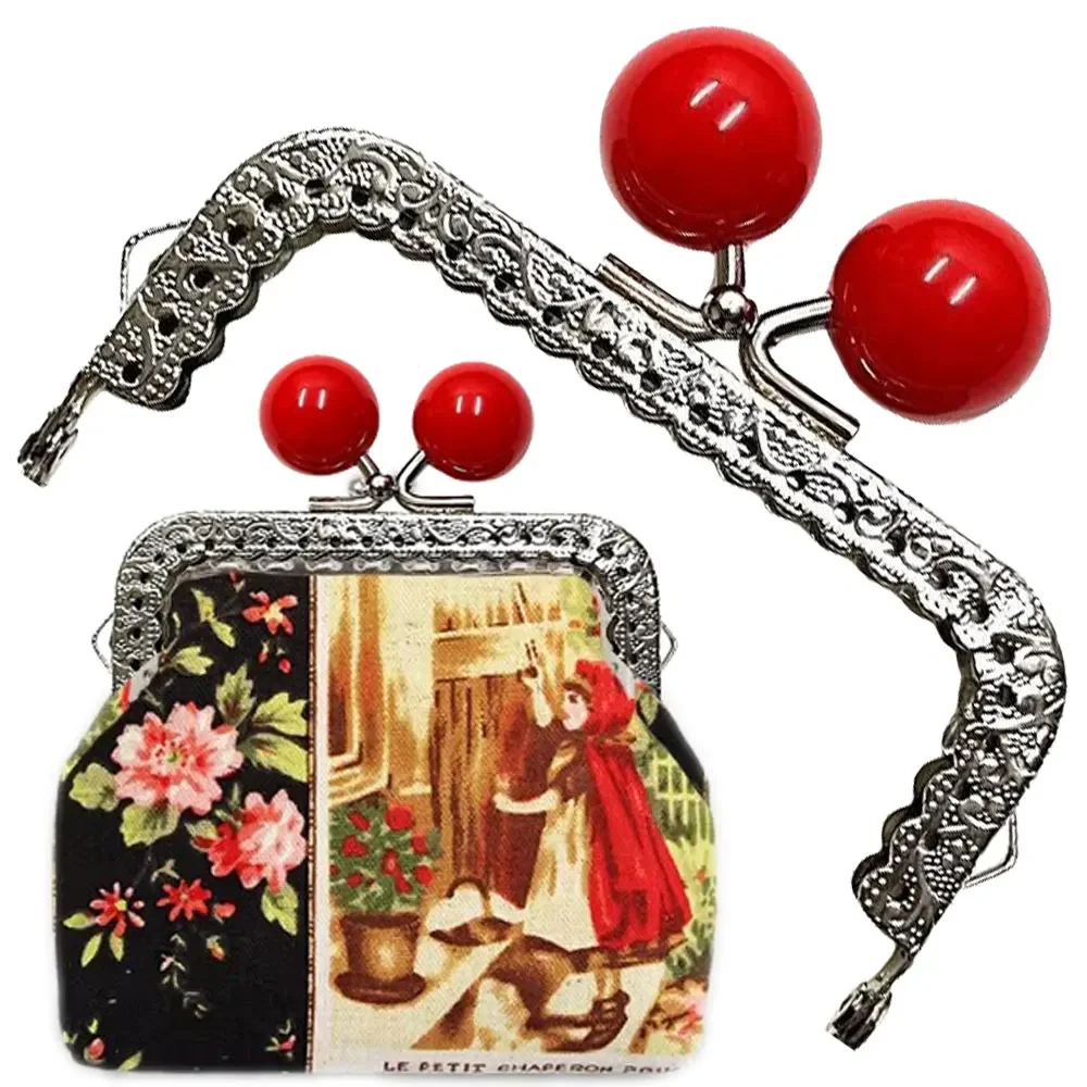 10PCS 8.5cm Metal Bag Handle for Women Purse Frame Colored Bead Handbag Kiss Clasp DIY Sewing Brackets Bags Accessories