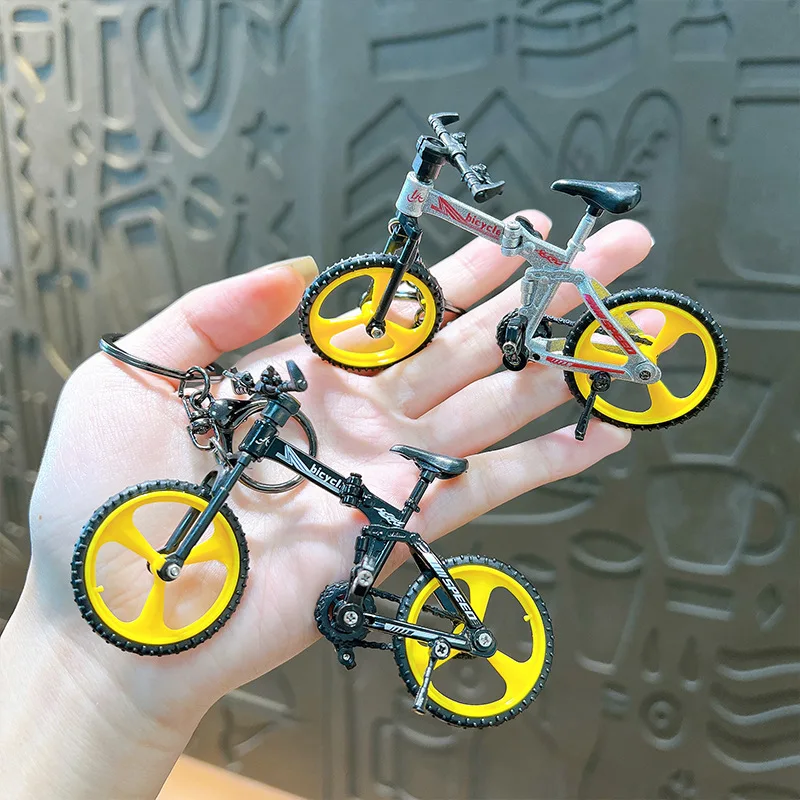 Creative Folding Simulation Alloy Bicycle Toy Model Desktop Decoration Ornaments Keychain Pendant Children Best Birthday Gifts