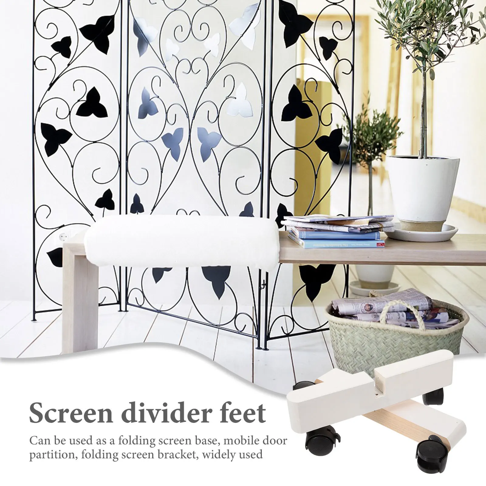 

2pcs Mobile Door Base Wooden Room Divider Stand Wheels Thickened Support Brackets For Home Office Privacy Partition Clips