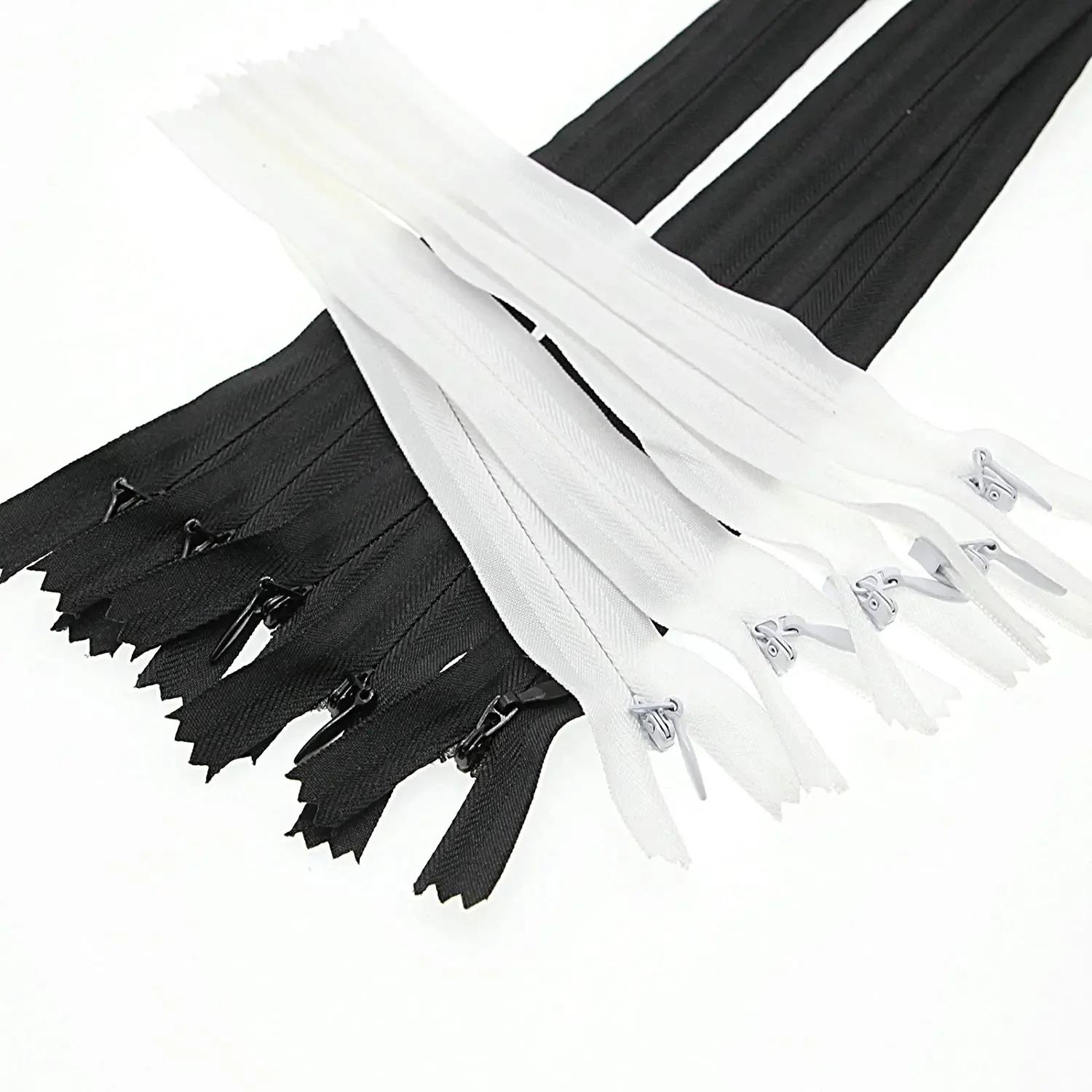 10Pcs 3# 6Inch-24 Inch (15cm-60cm) Invisible Zippers Black White Nylon Coil Zipper Tailor For Handcraft Sewing Cloth Accessorie