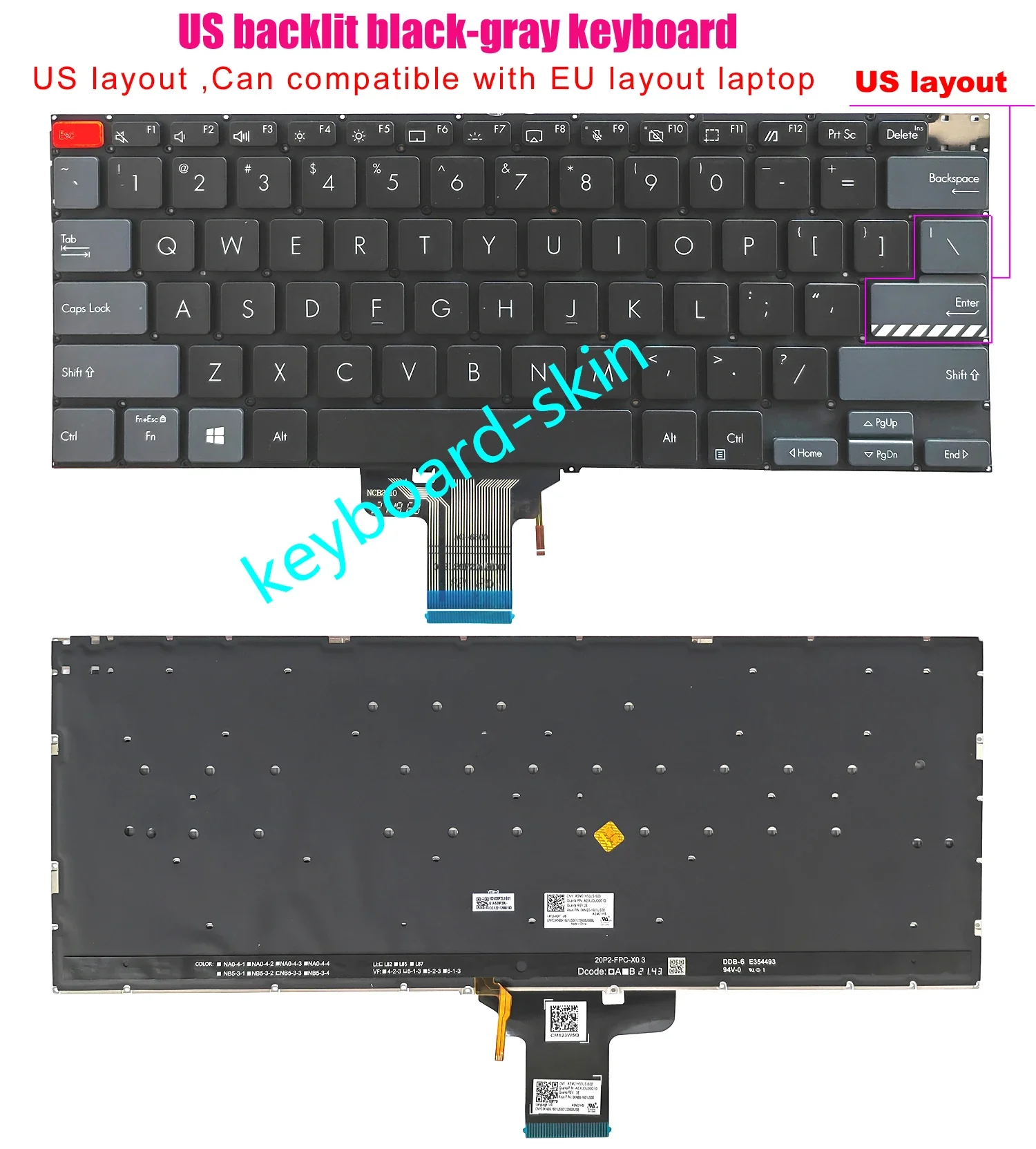 

Новая американская клавиатура с черно-серой подсветкой для ASUS Vivobook M3400 M3400QA M3401 M3401Q X3400 X3400P K3400 K3400P X7400 M4700 M7400Q