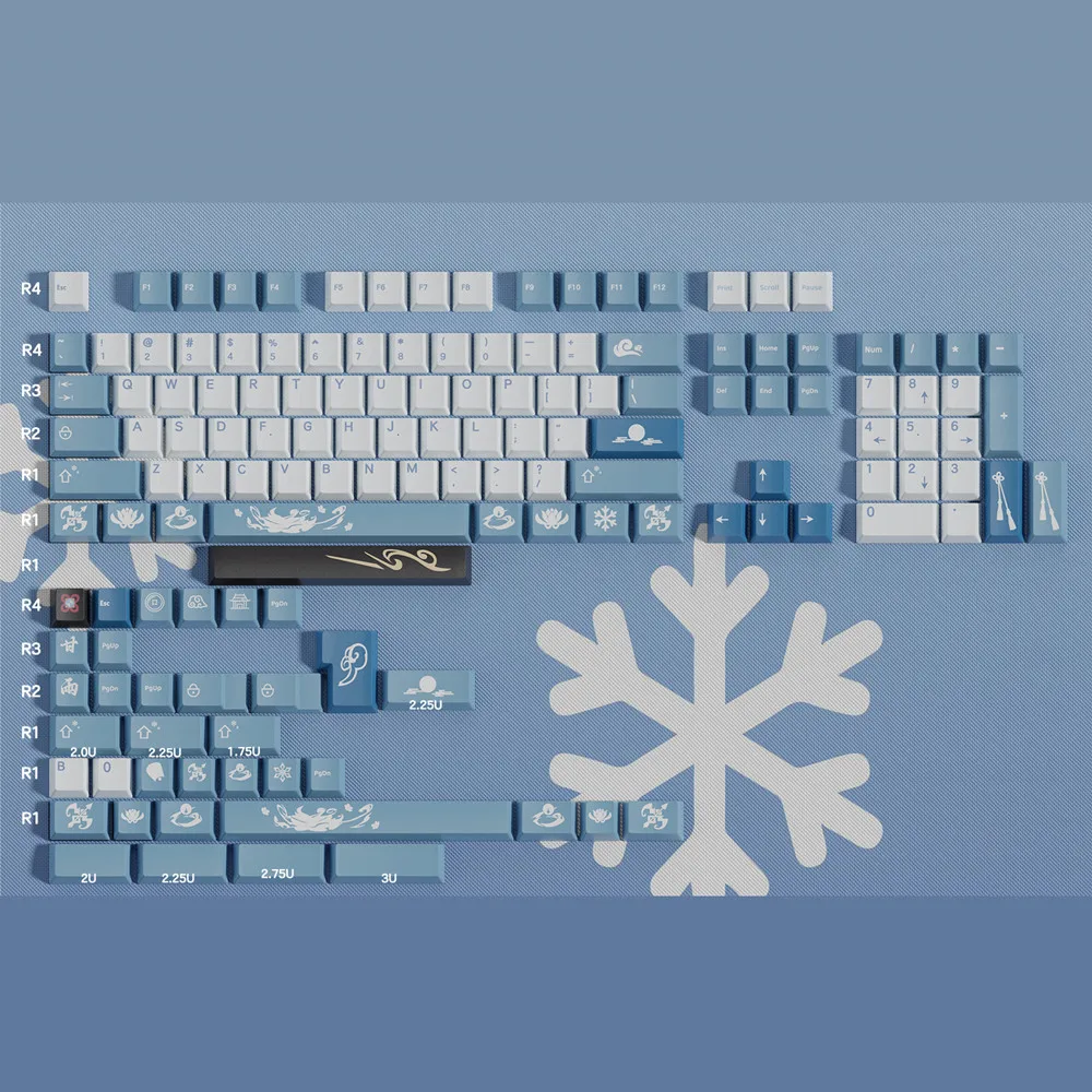 Imagem -06 - Subbed Pbt Subbed Keycap Sweet Rain Design Personalizado Azul Branco Perfil de Cereja 140 Chaves Iso Enter 2u 2.25u 2.75u 3u 6.25u 7u