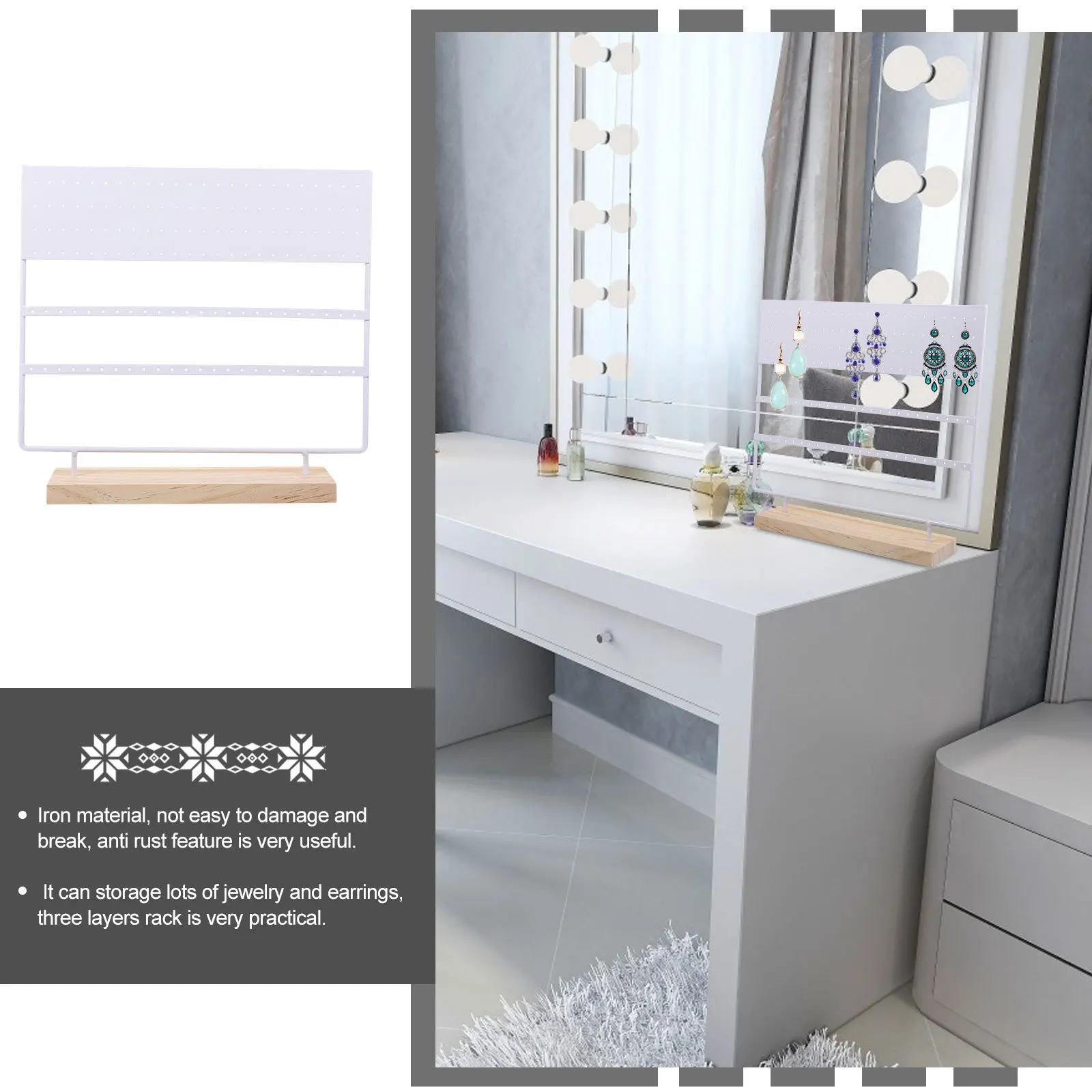 

практичный держатель для сережек, железная подставка для ювелирных изделий, антикоррозийный органайзер для спальни, туалетный столик, подставка для сережек, стойка