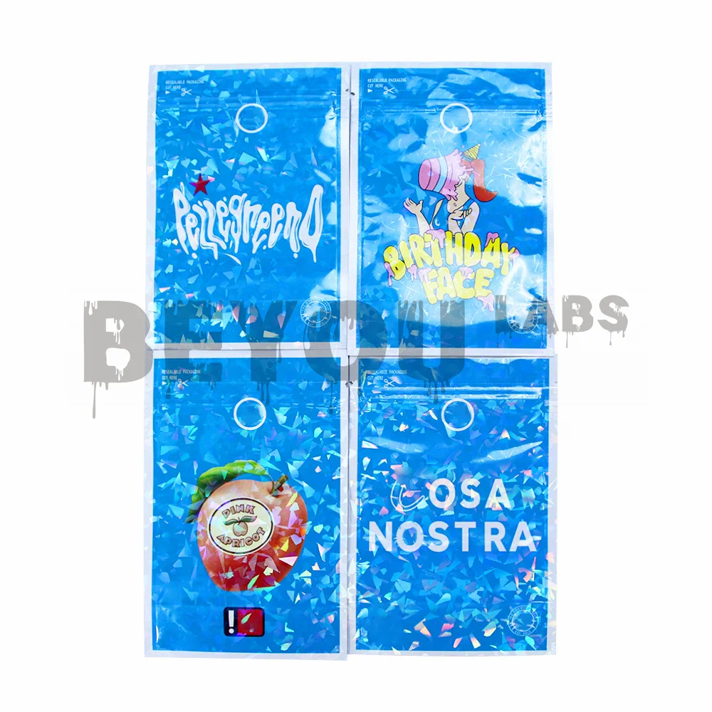 3.5G Zip Lock Bag Waterproof Smellproof Food Storage Bags Reusable Pouch Stand Up Pouches Laser Reflective Package Customize