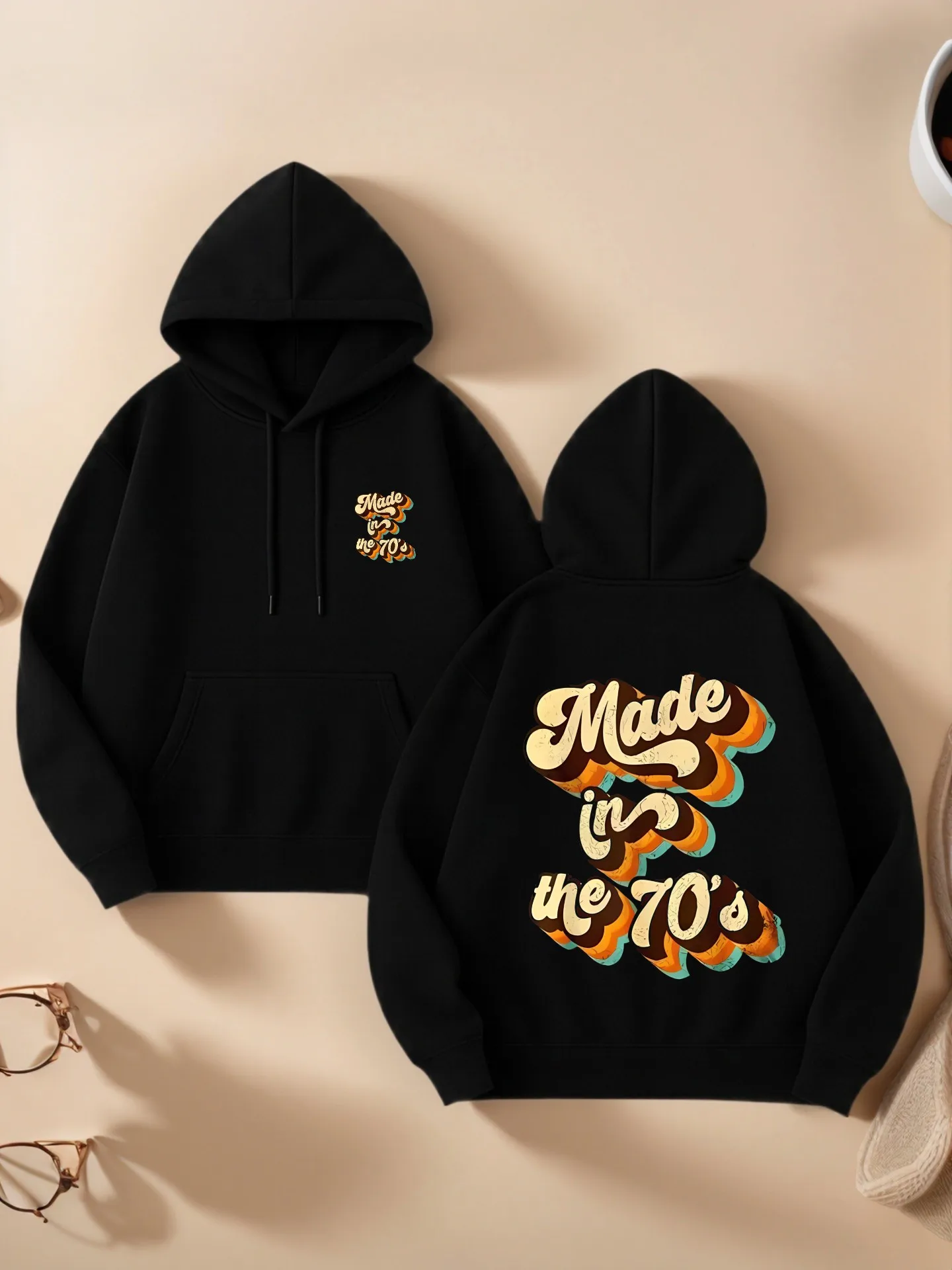 هوديي جرافيك للنساء، طباعة حروف عتيقة، نمط كاجوال، قماش ناعم، ملابس يومية غير رسمية، للشباب