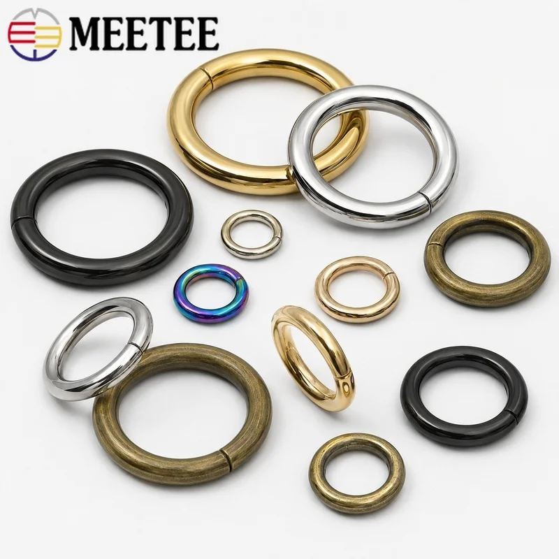 5/10 Pièces Meetee Anneaux en D Métalliques 16-50mm pour Colliers de Chien, Sangles de Sac, Ceintures, Vêtements, Chapeaux, Clips de Fermeture, Accessoires de Quincaillerie et Artisanat