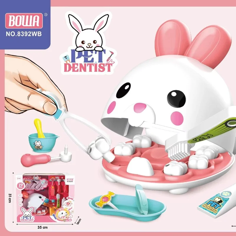 Playing House Pet Rabbit Dental Clinic Set Toys Cartoon Set Simulated Nurse Dental Toothbrush Children'S Christmas Toy Gift