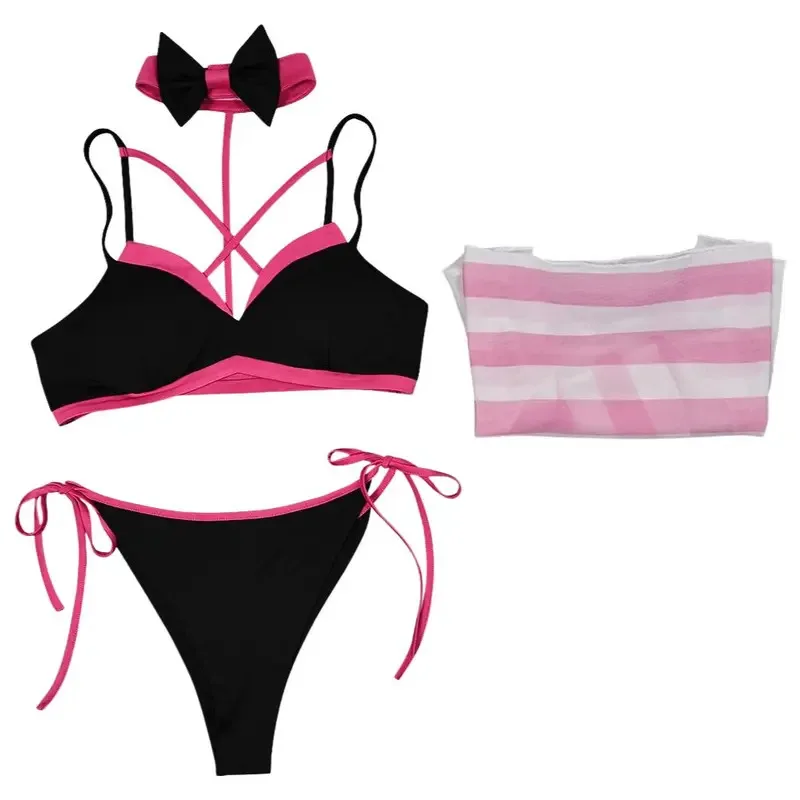 Angel Dust Cosplay Swimsuit Fantasia Cartoon Hotel Costume Disguise for Women Girls Bikinis Set Halloween Carnival Party Clothes