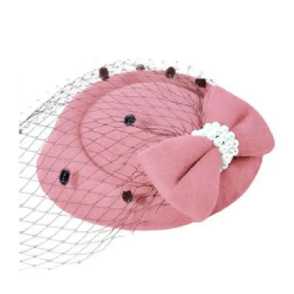 Wedding Retro Hairclip Stewardess Top Hats Hairpin Bridal Headdress Fascinator Hair Pillbox Hat Womens Vintage Hat Bowknot Veil