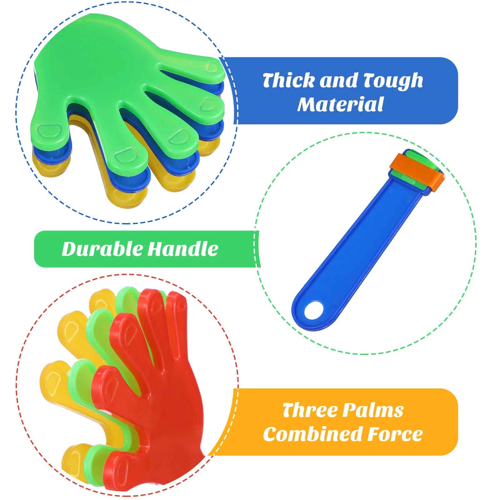 

20Pcs Clapping Device Tough Material Loud Sound Small Hand Clap Props for Party Fun Enjoyment Hands Clap Plastic