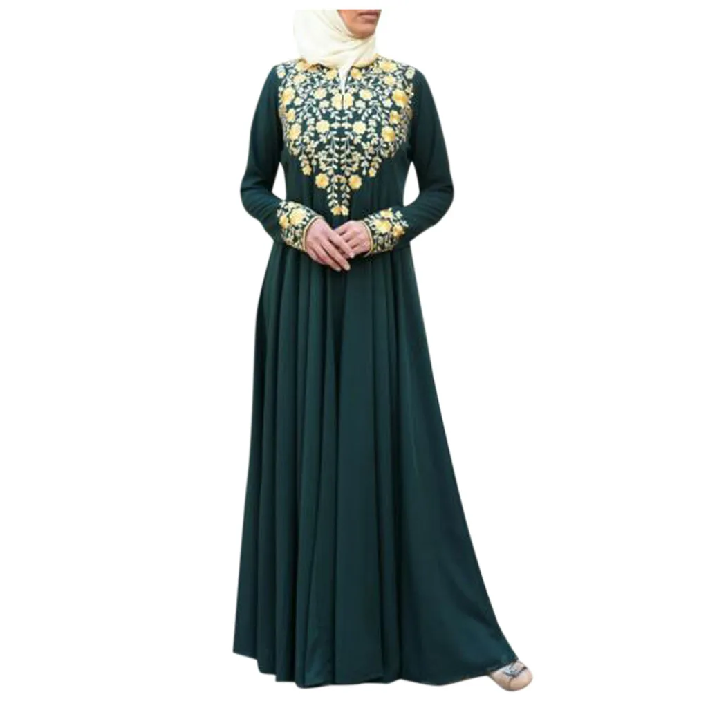 femme musulman pakistan muslim Women Muslim Maxi Long Dress Dubai Abaya Robe Islam Kaftan Print Long Sleeve S-5XL muslim dress