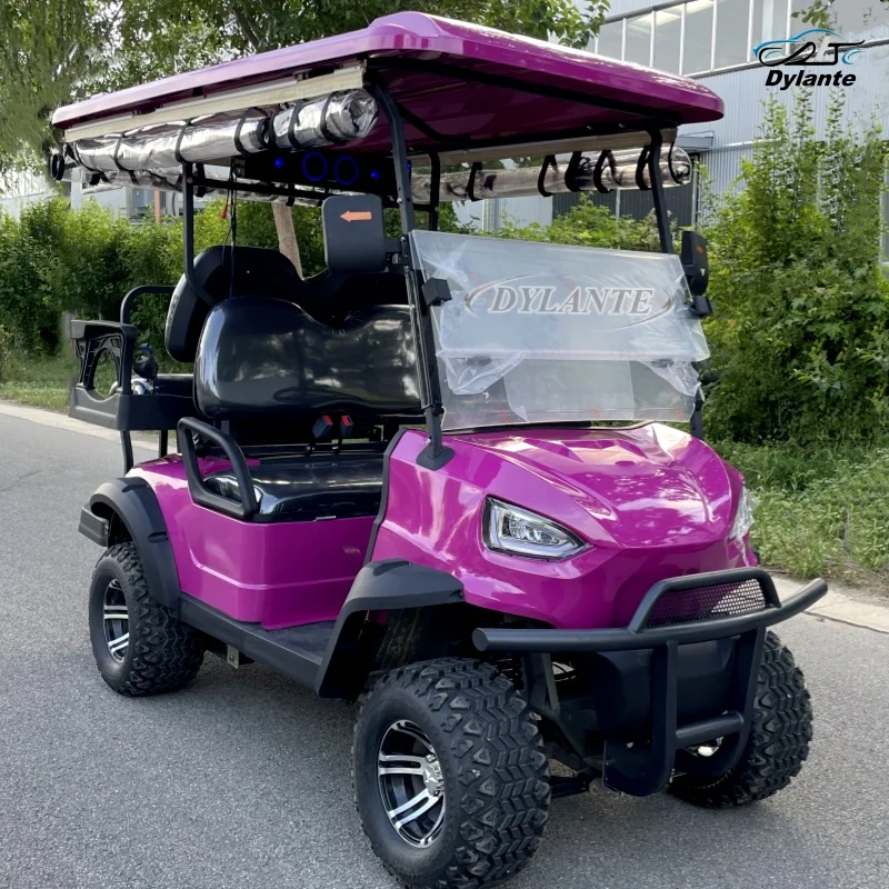 

Совершенно новая 4-местная солнечная тележка для гольфа, внедорожная охотничья машина с мощным двигателем переменного тока мощностью 5 кВт, поддержка настройки цвета