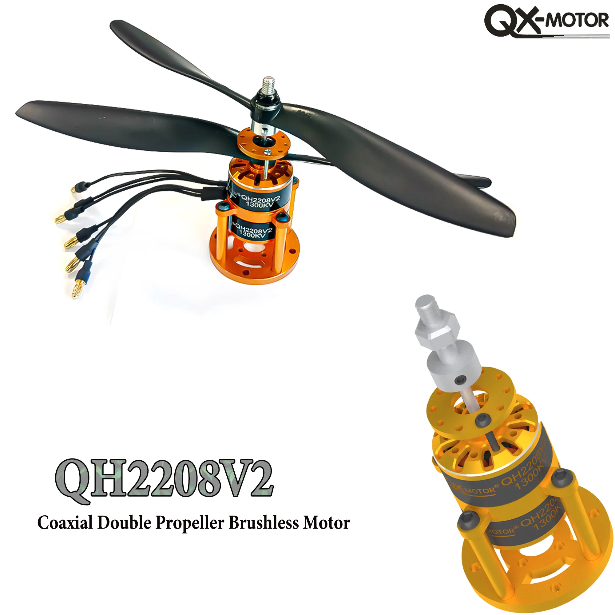 QX-MOTOR Contra Rotating Motor 1300KV QH2208V2 Coaxial Double Propeller Brushless Motor 30A ESC 2-3S & Nylon Propeller 9047
