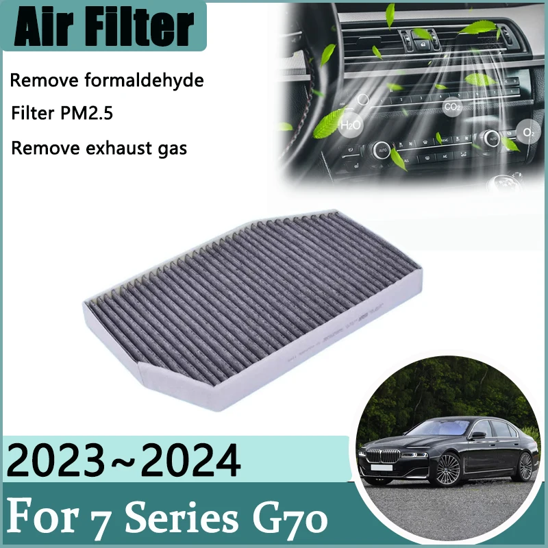 

Фильтр кондиционера для BMW 7 серии G70 i7 2022 2023 2024, автомобильные аксессуары, фильтр двигателя с активированным углем, сетка, очищающие помещения