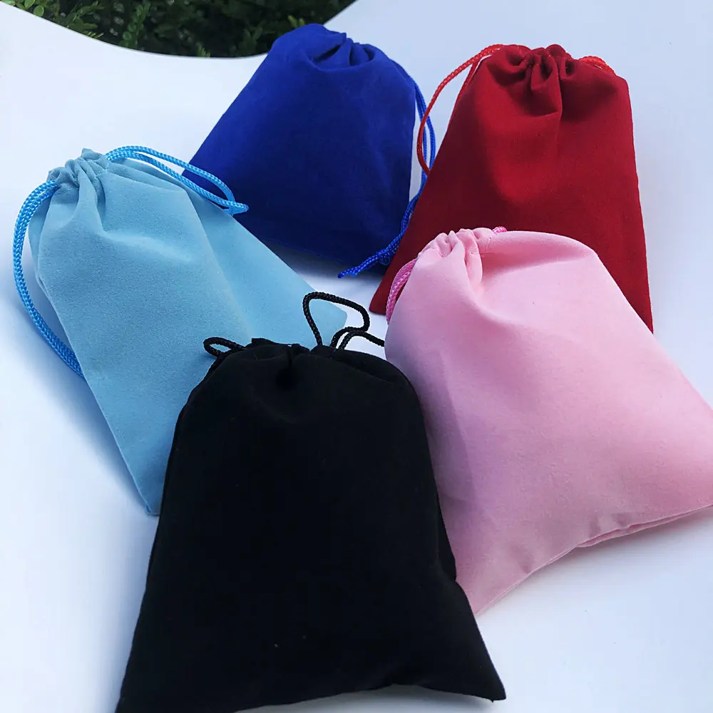 50PCS/Lot Velvet Red 3 Size Pull Rope Jewelry Ring Bracelet Gift Bags Strap Pouches Wholesale10*12cm 7*9cm 5*7cm