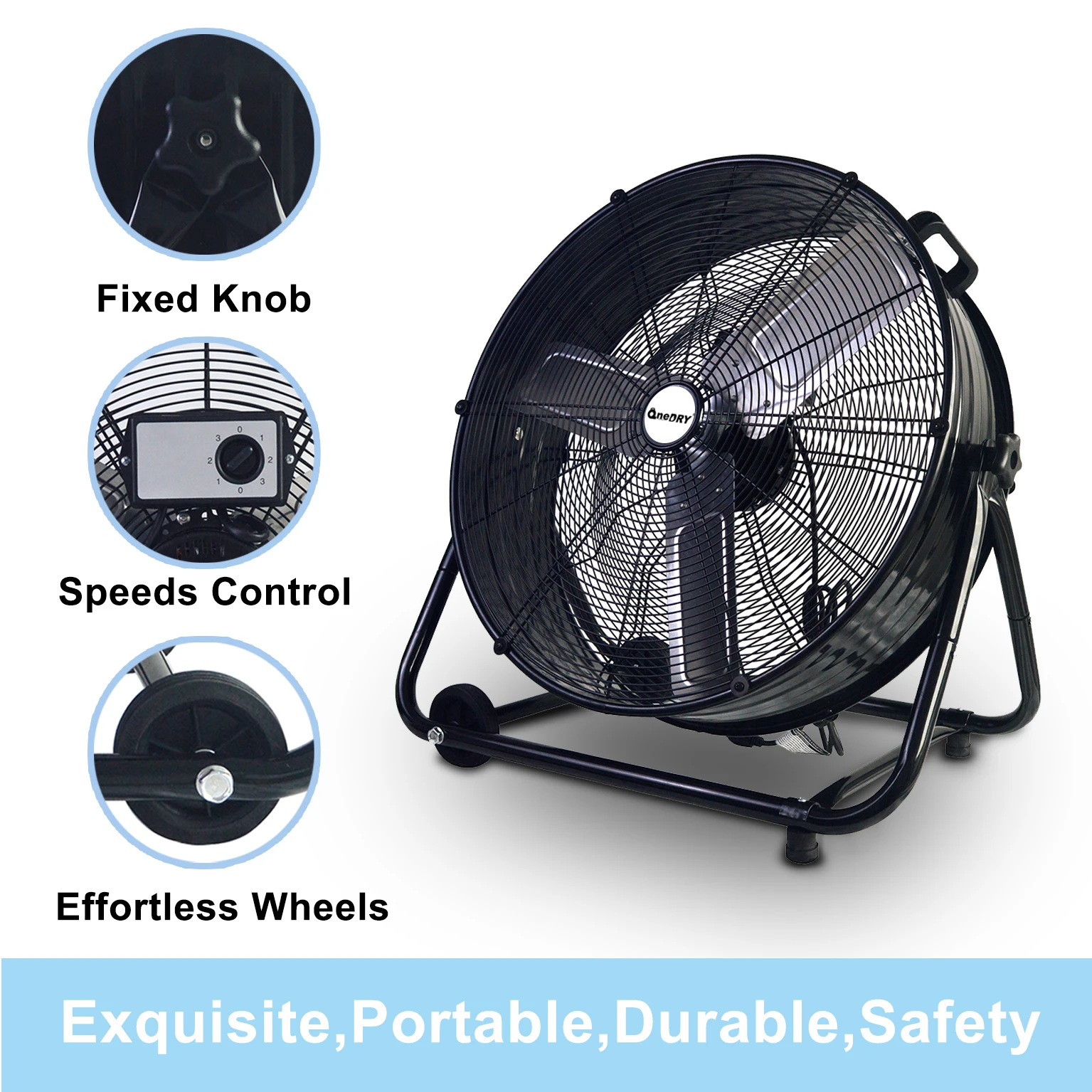 36Inch Black Metal OEM Floor Air Cooling Fan Spare Parts Metal Fan Blade Portable cylindrical industrial fan Post