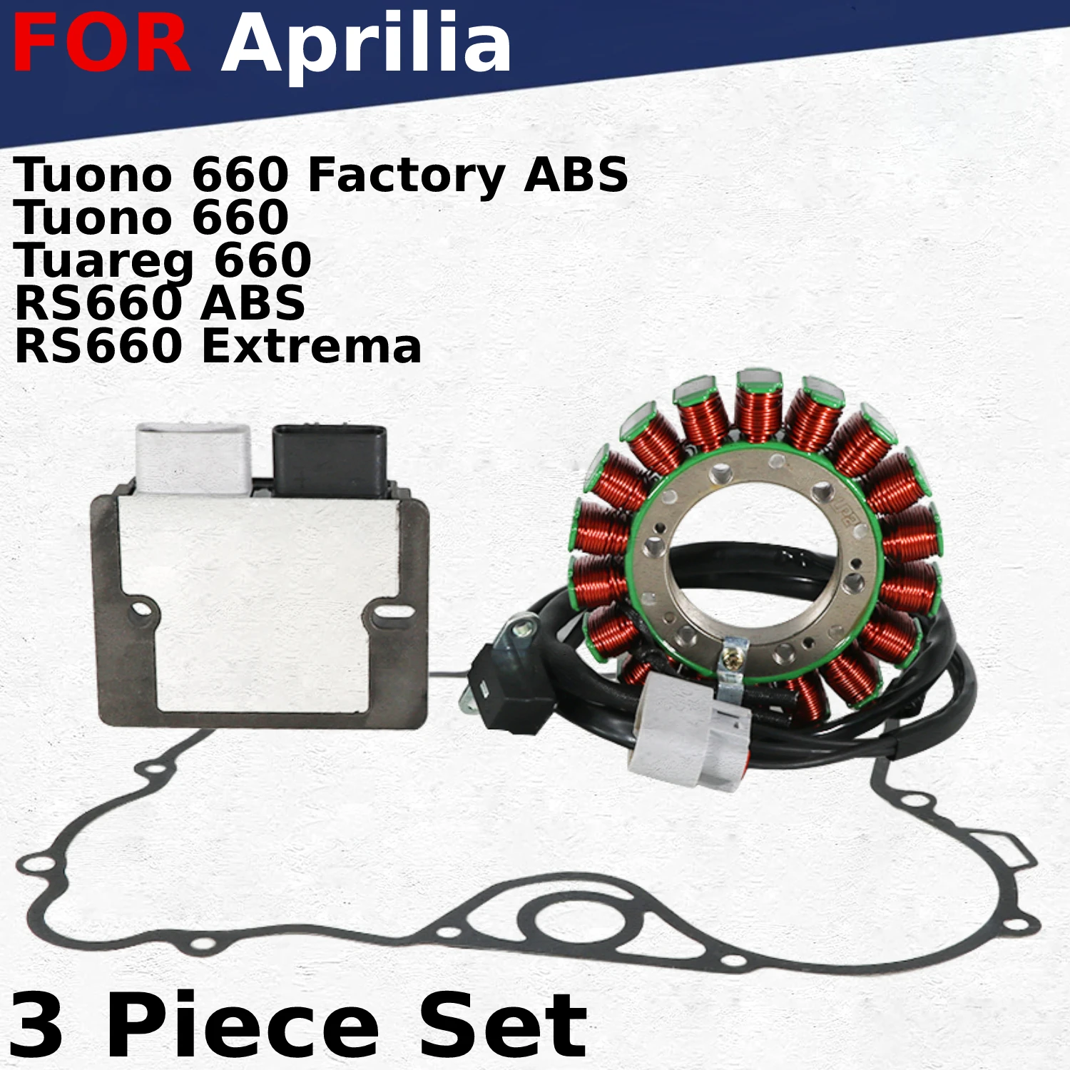 Regulator Magneto Stator Coil Gasket Kit for Aprilia RS660 Extrema Tuono Factory Tuareg 660 ABS OEM:1A019557 /1A012332 /1A013508