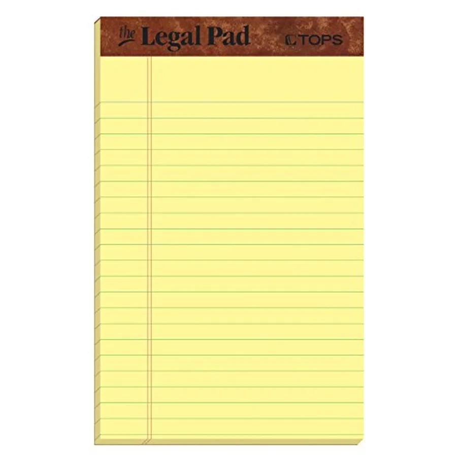 

The Legal Pad Writing Pads, 5" x 8", Jr. Legal Rule, Canary Paper, 50 Sheets, 5 Pack 75017