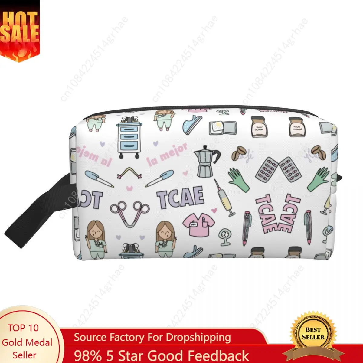 

Doctor Nurse Large Cosmetic Bags Enfermera En Apuros Makeup Bag Accessories for Woman Makeup Pouch for Purse Water Resistant