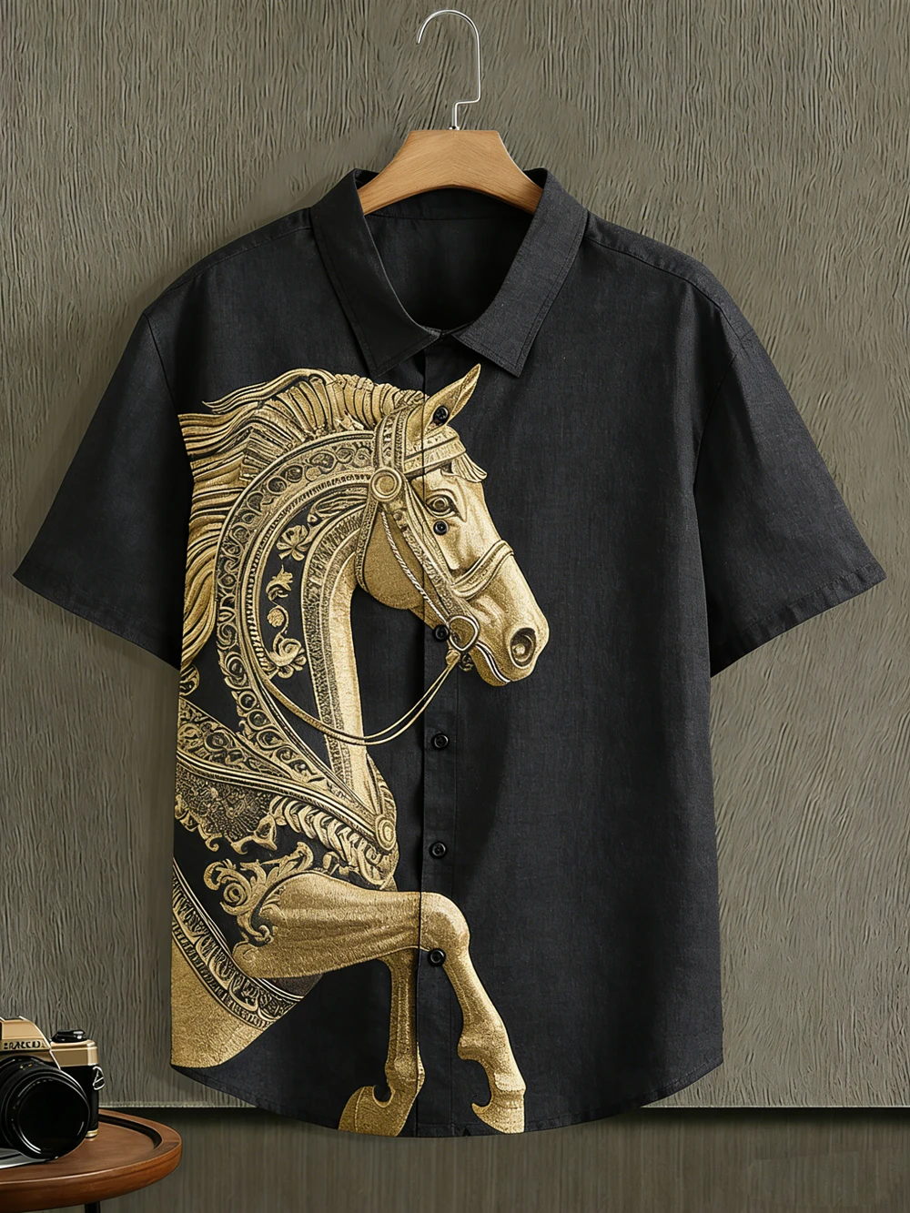 

Men's Summer Cool Short Sleeve Shirt Animal Horse Pattern Printed Shirt Men's Outdoor Casual Formal Party Clothing Fast Shipping