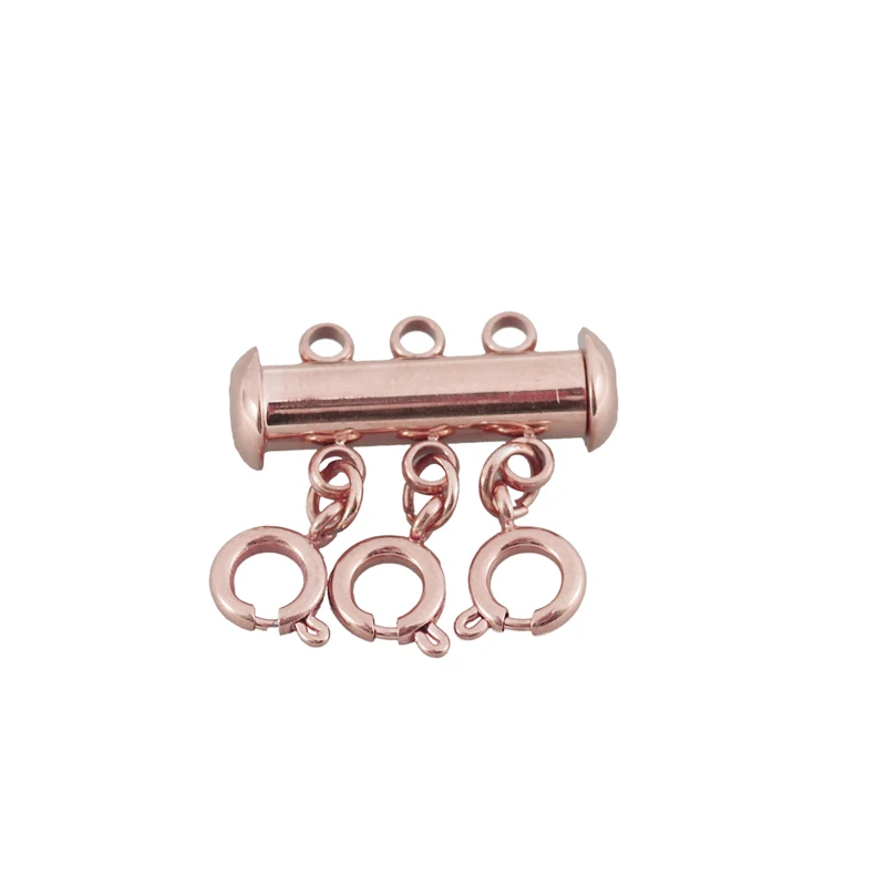 Customized  Stainless Steel Spring Buckle Lobster Clasps Connectors Slide Tube Lock Spacer Clasp