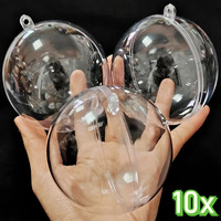 New 4-8CM Christmas Transparent Balls Hollow DIY Plastic Fillable Bauble Xmas Tree Hanging Ornaments Home Party Gifts Box Decor