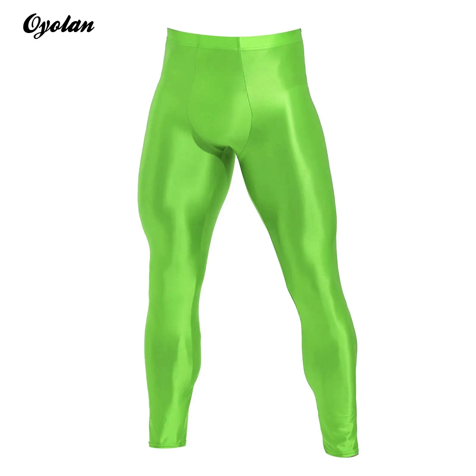 

Mens Oil Glossy Semi-through Skinny Pants Leggings Quick-Drying Yoga Leggings Compression Running Sport Workout Tights Pants