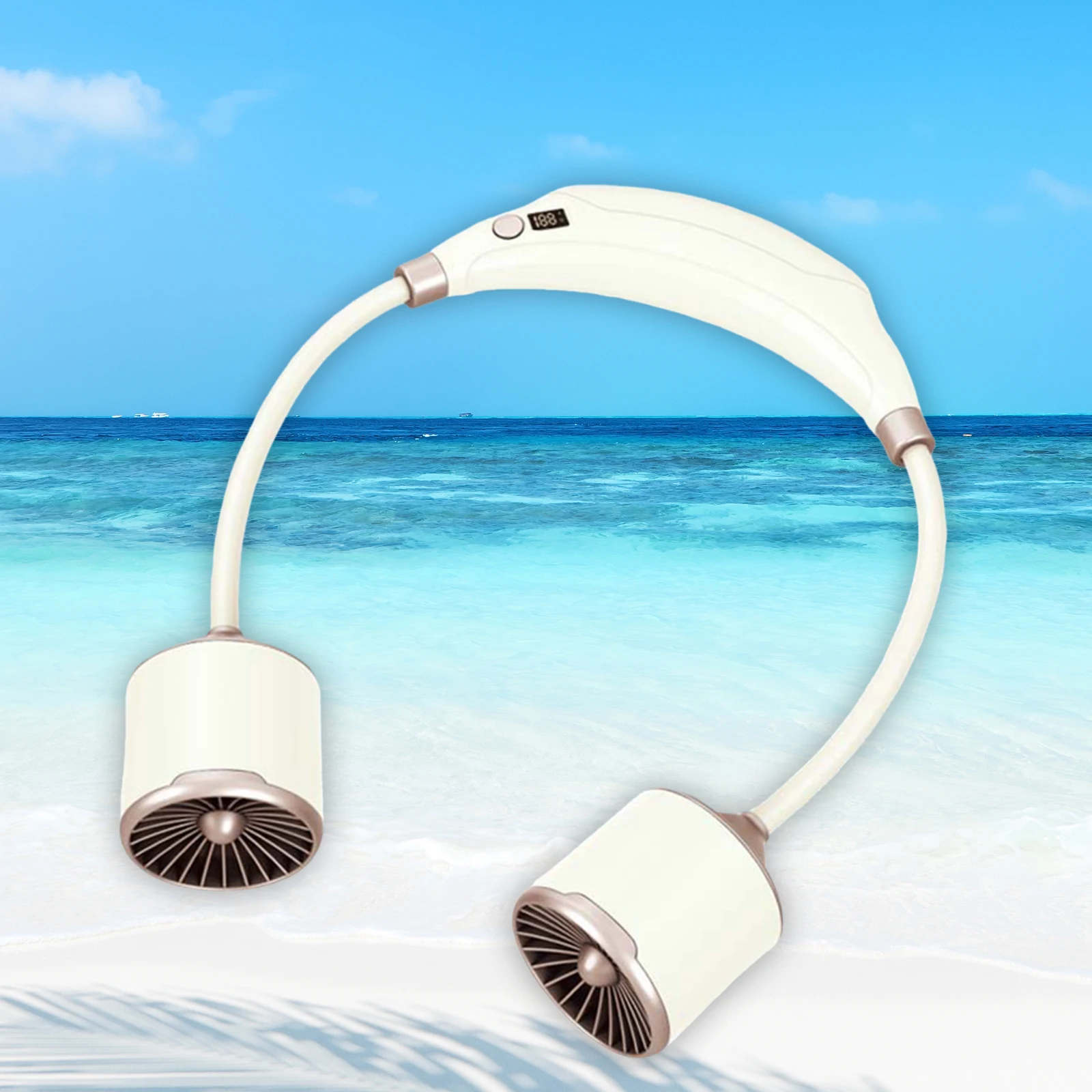 유연한 조절 가능한 저소음 충전식 목 걸이 선풍기, 실내 하이킹 요리용 웨어러블 개인 선풍기, 야외 여름 가정