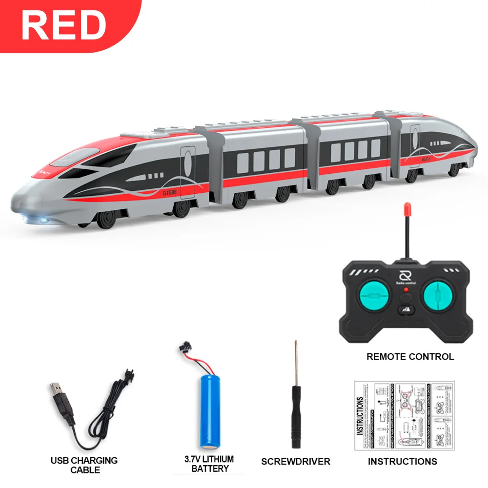 9IMOD RC Trens ferroviários de alta velocidade 2,4 Ghz luz sonora simulada carro de liga livremente desmontado