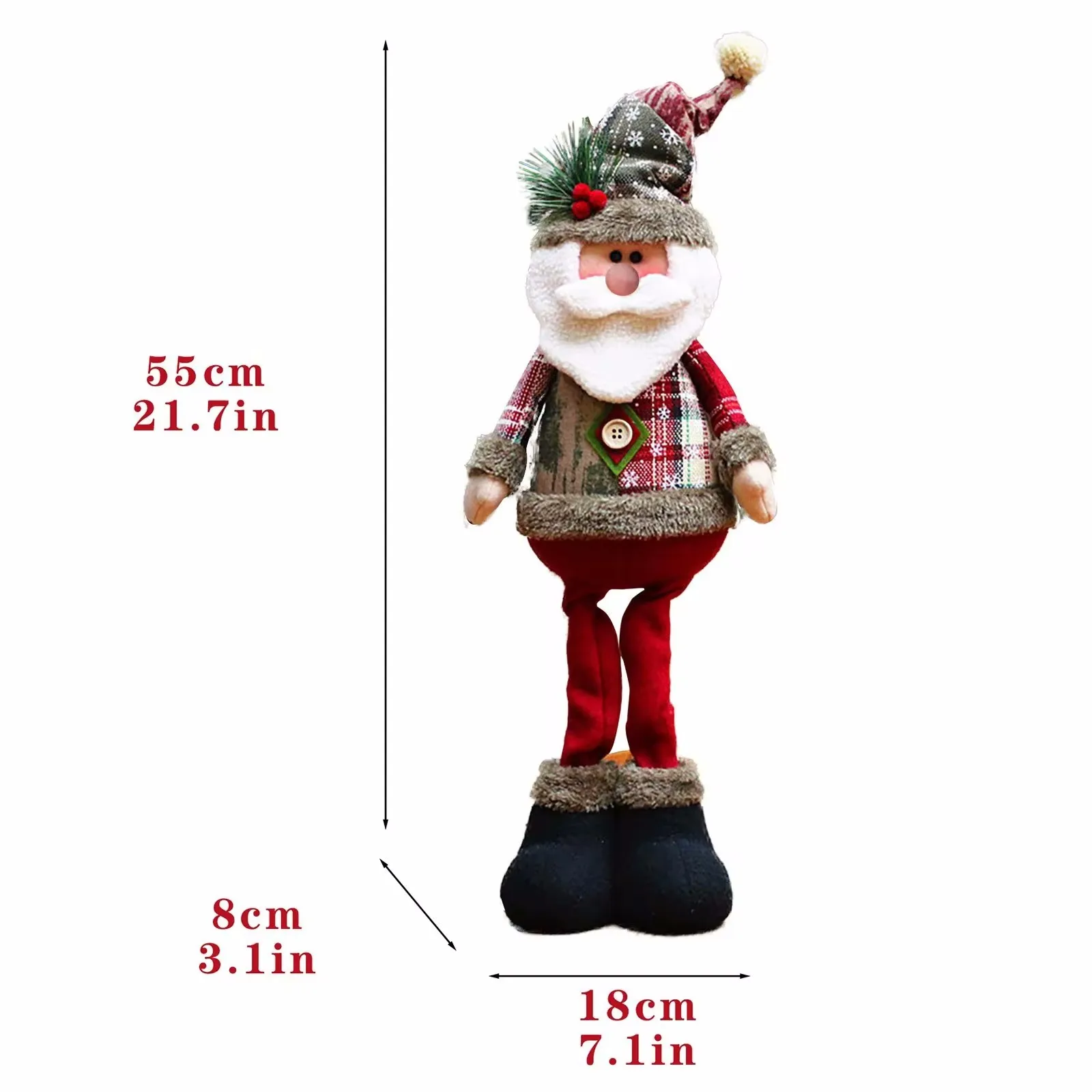 Christmas Santa Snowman-Reindeer Decoration 2024 Leg Table Mantel Decoration Plush Dolls Christmas Gifts Telescopic Doll