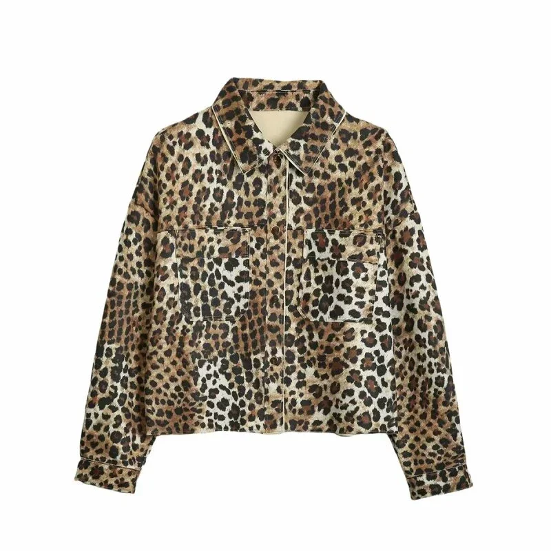 

2025 Women Elegant Leopard Print Coat Autumn Winter Turn-down Collar Jacket Outerwear Warm Female Streetwear Office Lady Tops