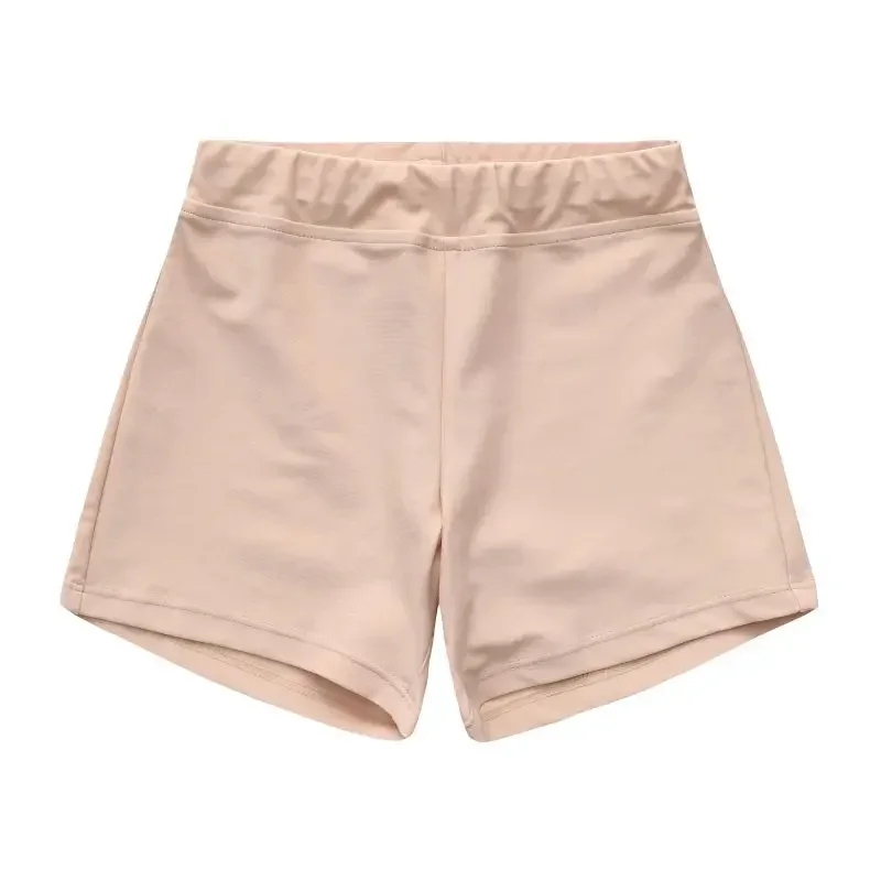 

4-12T Kid's Modern Dance Shorts Solid Color Flat Corner Mid Waist Highly Elastic Comfy Basic Dance Gymnastics Shorts