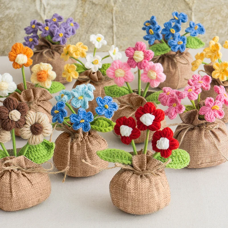 

Handmade crocheted lucky bags, small potted plants, room decorations, home dining table ornaments, Halloween artificial flower p