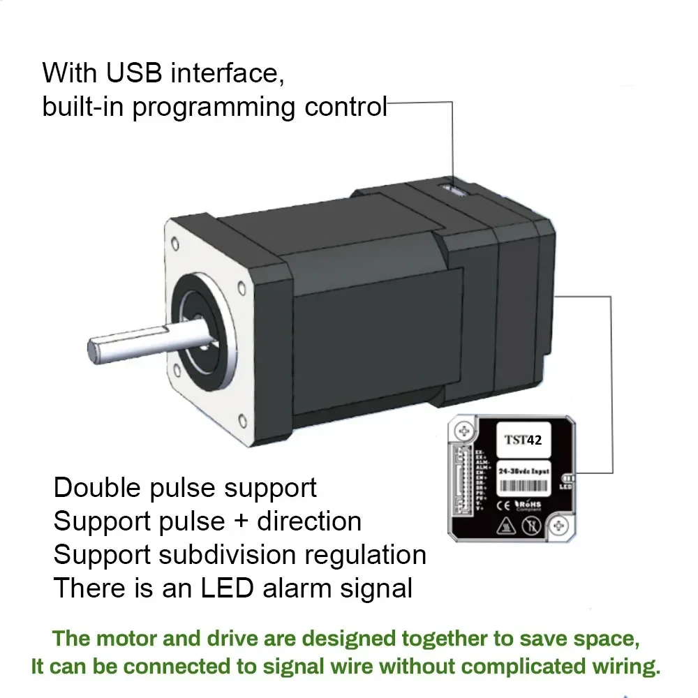 Nema17 42mm Closed Loop Stepper Motor Drive All-in-one Encoder Mini Servo Motor 42mm Integrated Motor 1000Line 0.4-0.6Nm 40-60mm