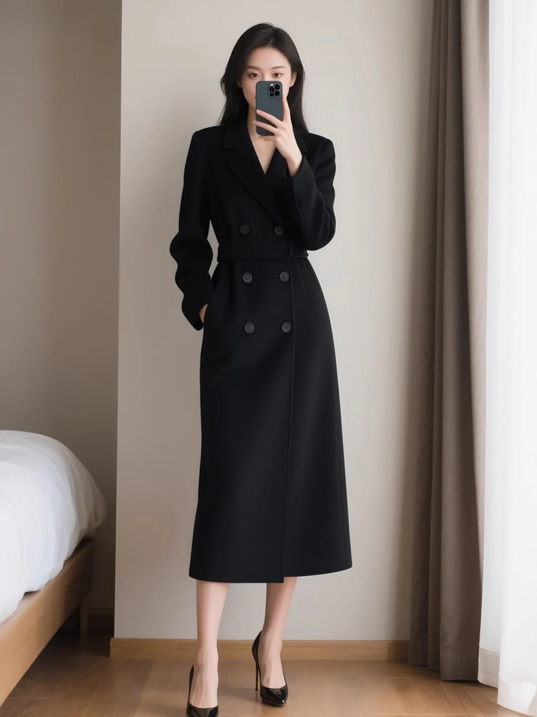 

Retro Sle Women's Faionable Autumn Winter Long Sve Button up High Waist A-Line Dr Ele Commute Ready Midi Dr