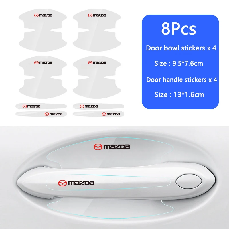 

8Pcs Car Door Handle Rubber Stickers Decals Auto Accessories For Mazda 2 3 6 5 Atenza CX30 CX90 CX60 CX50 MX30 CX3 CX5 MX5 CX7