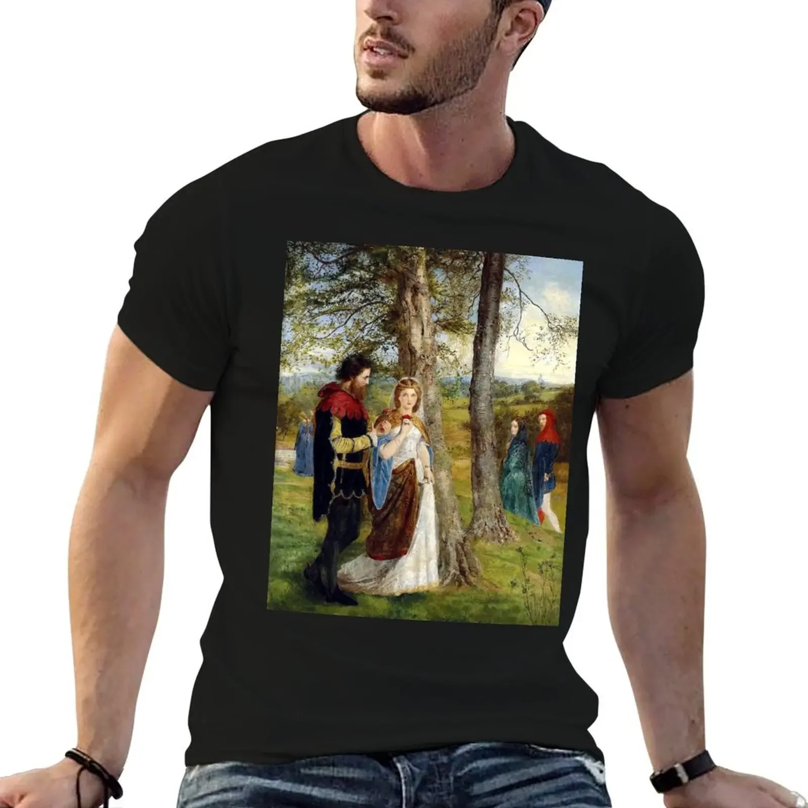 Sir Lancelot and Queen Guinevere - James Archer T-Shirt graphics korean fashion t shirts men