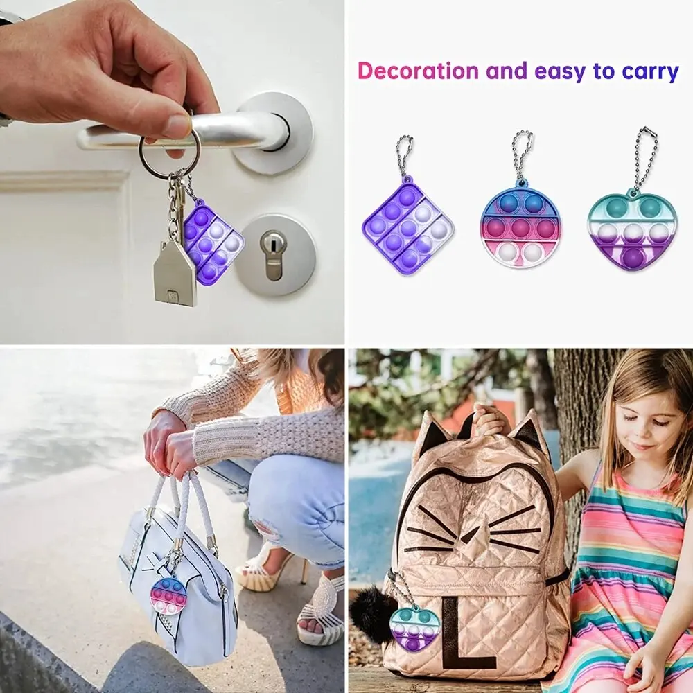 108PCS 3 Shape Mini Pop Keychain Fidget Toys Pop Fidget Relieve Pressure Party Favors Kids Toys Fidgets Packs Sensory Toys Gifts