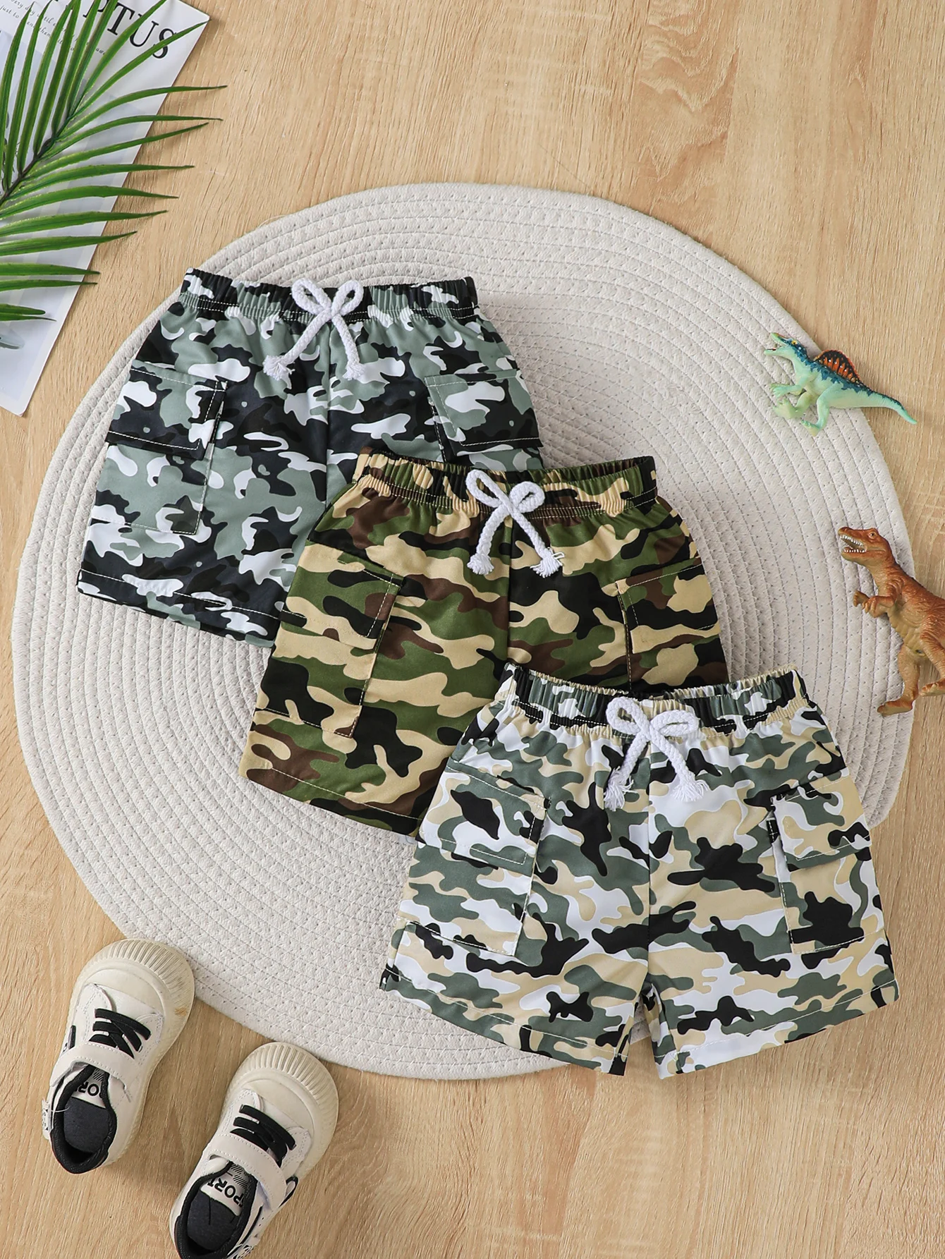 

Summer 0-3 Years Old Infant Baby Boys Camouflage Printed Shorts Casual 3-Piece Set