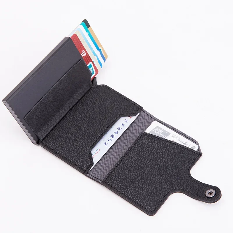 Top Quality Wallets Men Money Bag Automatic Pop-up Metal Aluminum Shell Money Minimalist Credit Card Holder RFID Blocking