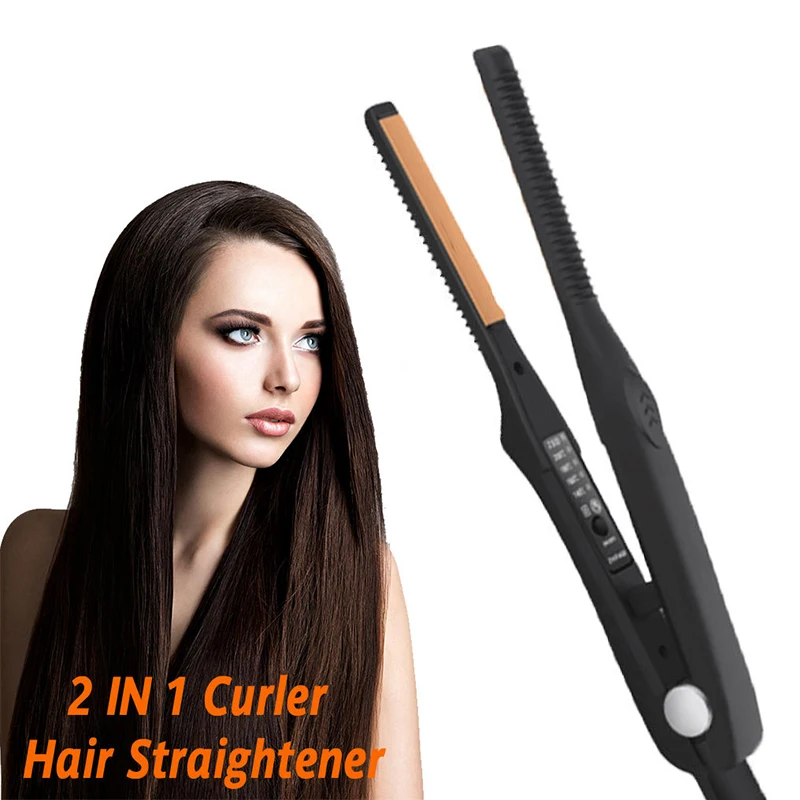 

Portable Dual-Use Mini Anti-Scald Hair Straightener Curling Iron Slim Straight Non-Damaging Mini Iron For Straightening