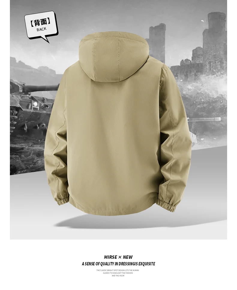 Big Size Men's Hooded Jacket Spring Autumn Casual Outdoor Coat Fashion Middle Aged Male Lightweight Windbreaker Daily Wear Tops