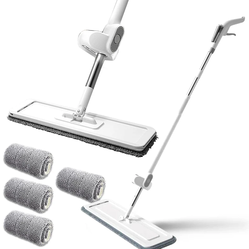 Trapeador Plano Con Rociador Manos Libres with Reusable Microfiber Pads 360 Degree Handle Home Windows Kitchen Mop Clean Tools