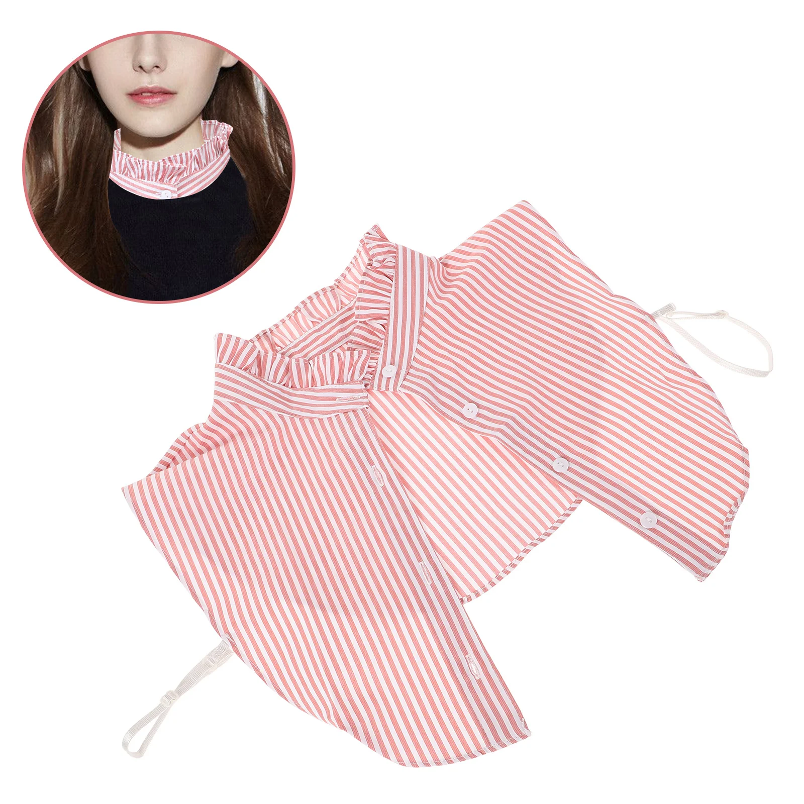 

Detachable Striped Faux Collar for Women Elegant Stand Collar Accessory Solves Monotony Adds Layers to Plain Tops Sweaters
