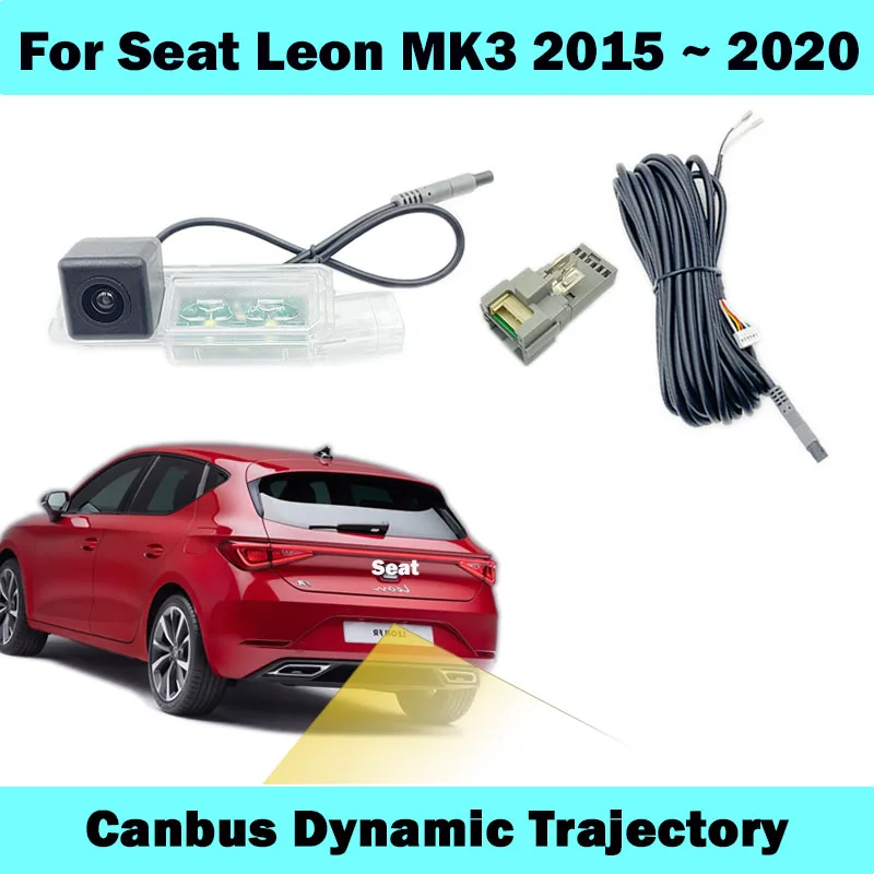 Tylna kamera HICAMRUI do Seat Leon MK3 5F FR LE 2013-2019 2020 Canbus Dynamic Trajectory Camera Plug and Play bez kodowania