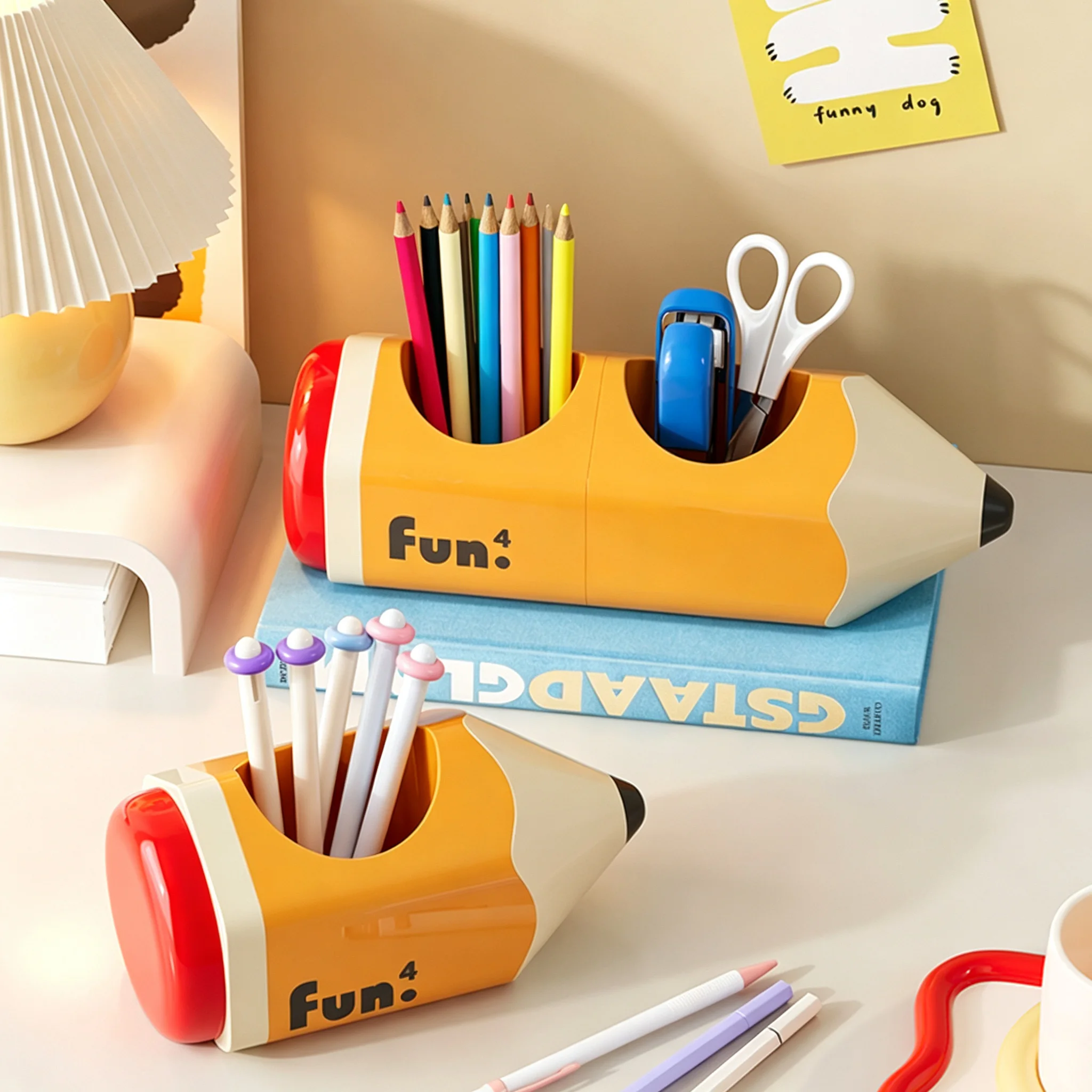 Funny Pencil Design Pen Holder Creative Desk Organizer Gift for Students Teachers Office Accessories